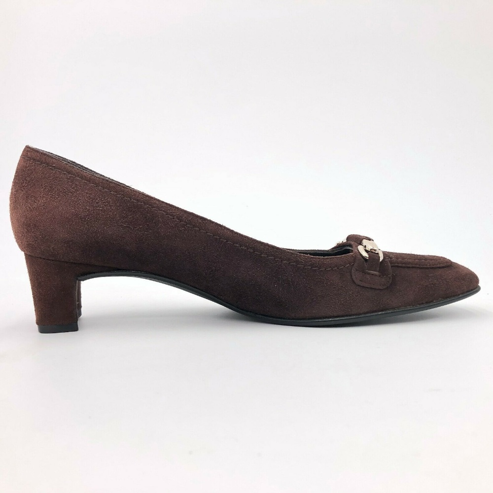 Stuart Weitzman Suede Horsebit Square Toe Pumps - image 4